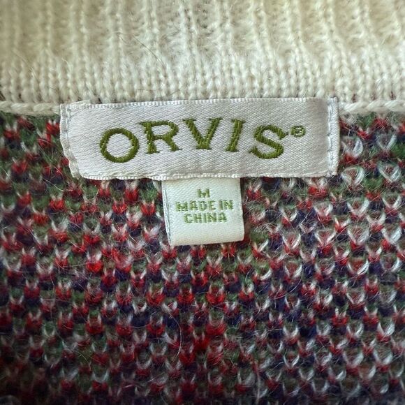 Orvis Wool Mohair Blend Plaid Sweater Red Blue Green M - Picture 5 of 8